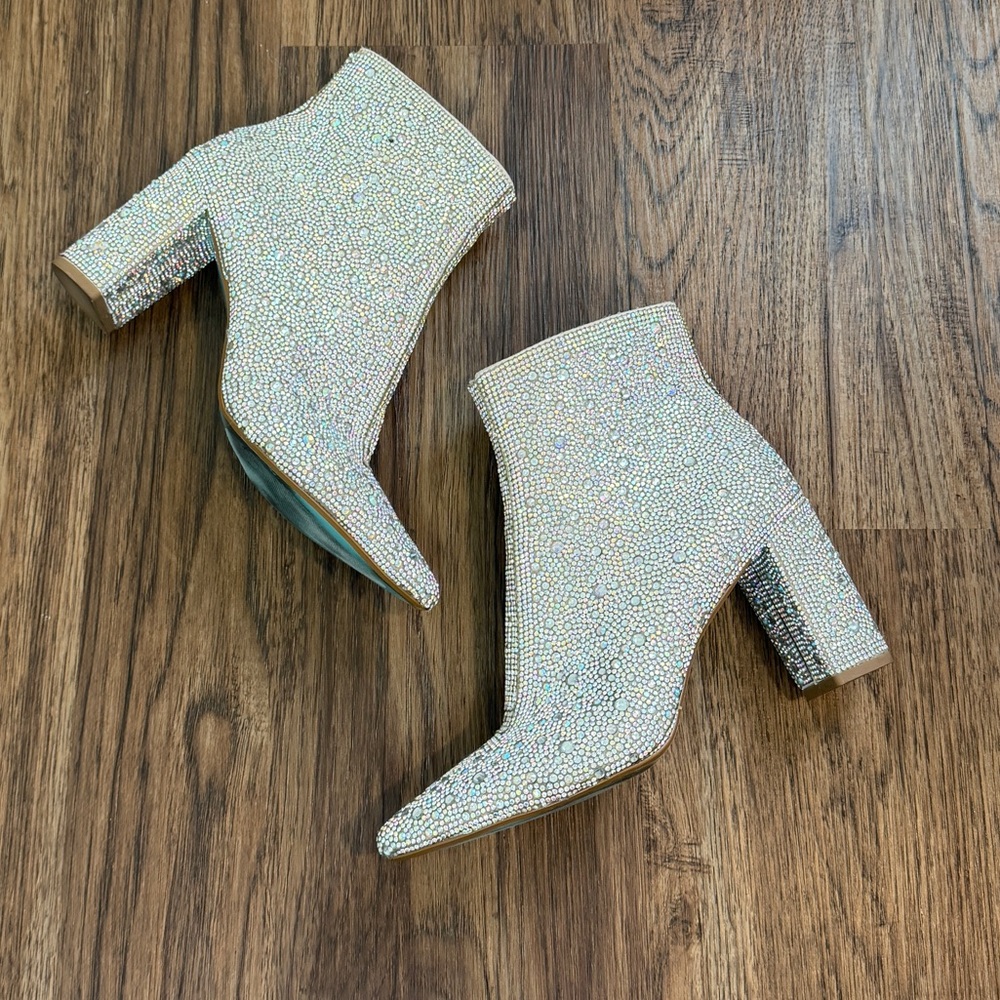 Betsey Johnson Elegant Rhinestone Ankle Boots